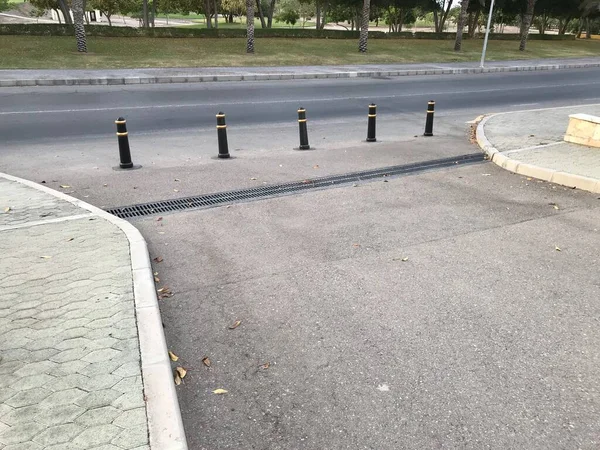 Removable Type Car Stop Bollards Private Road Entry Government Owned — Stock Photo, Image