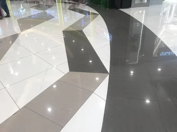 White Grey Color Ceramic Tile Flooring Commercial Building Interior Works — Stock Photo, Image