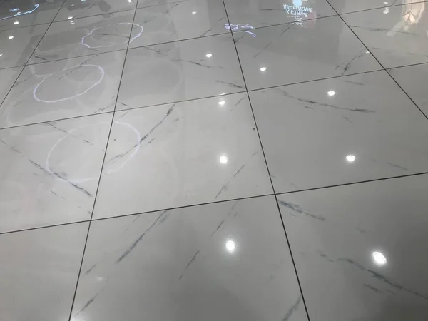 White Color Ceramic Tile Flooring Commercial Building Interior Works Muscat — Stock Photo, Image