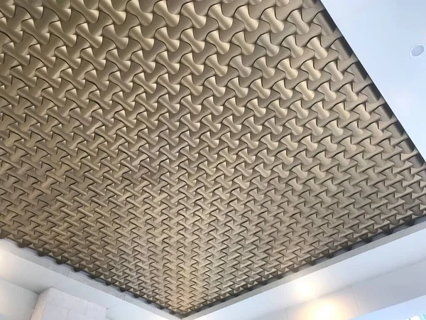 gypsum false ceiling design with Golden metal color decorative roof panel for an Hotel portico entrance area