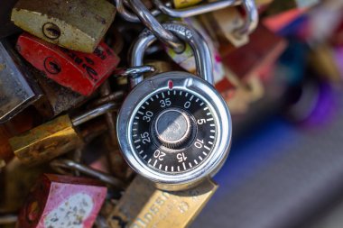 Padlocks on a bridge in Frankfurt am main, Germany.