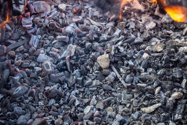 Cozinhar carne no fogo. Shish kebab na grelha — Fotografia de Stock