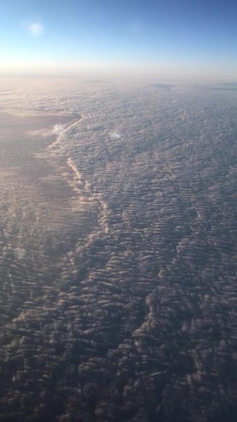 View Airplane Jet Wing Sky Clouds Window Blue Background — Stock Video