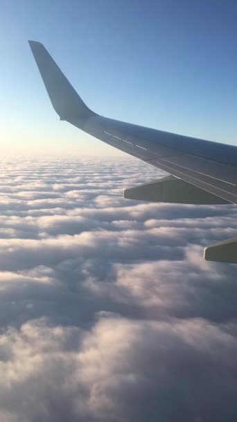 Vista Del Avión Jet Wing Cielo Nubes Desde Ventana Fondo — Vídeo de stock