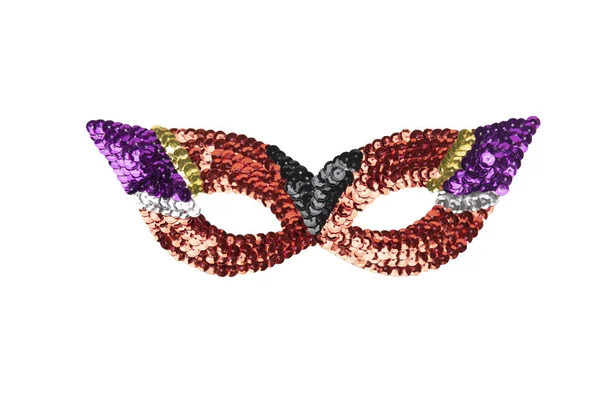 Multicolor Máscara Carnaval Fantasia Com Contas Isoladas Fundo Branco — Fotografia de Stock