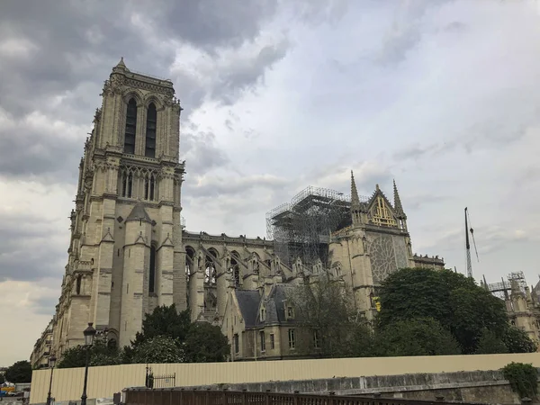 Parigi Francia 2019 Cattedrale Notre Dame Parigi Costruzione Dopo Grande — Foto Stock