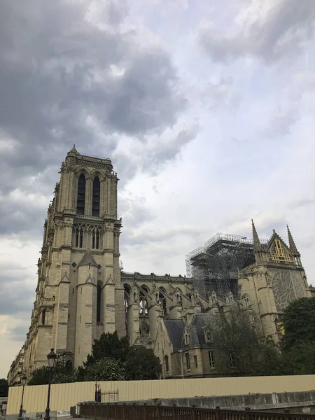 Parigi Francia 2019 Cattedrale Notre Dame Parigi Costruzione Dopo Grande — Foto Stock