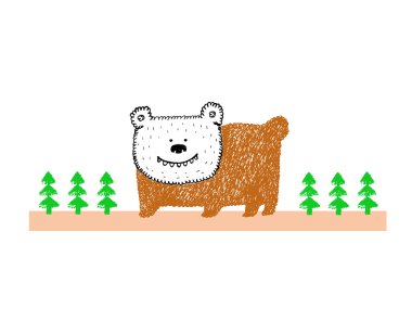 Ormanda ayı, illüstrasyon vektör