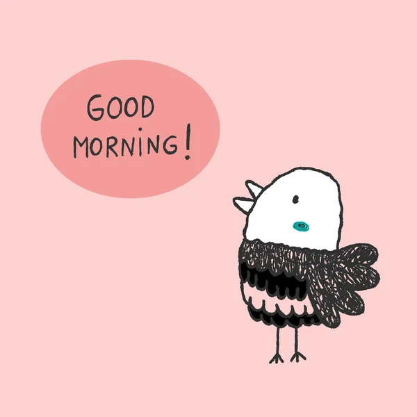 Доброе утро, птица, нарисованная вручную векторная иллюстрация — стоковый вектор