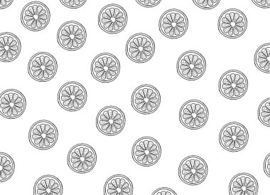 Portakal dilim desen, elle çizilmiş vektör çizim