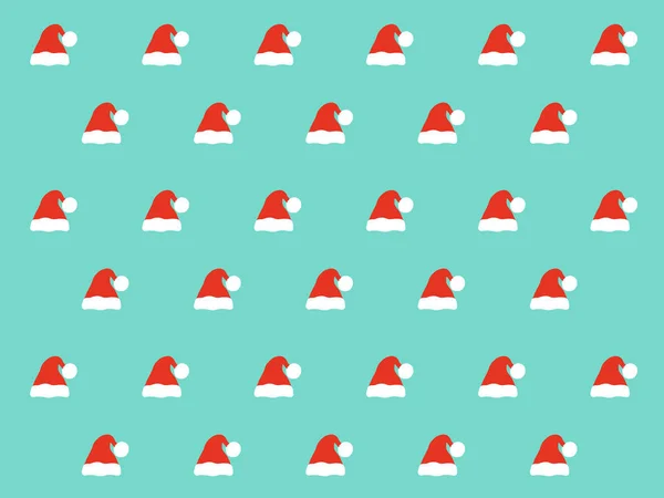 Santa hat pattern on blue background — Stock Vector