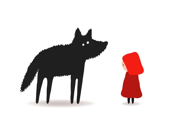 Chapeuzinho Vermelho e o Lobo, design de personagens — Vetor de Stock