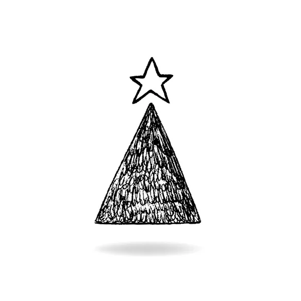 Bosquejo aislado del árbol de Navidad, ilustración vectorial dibujada a mano — Vector de stock
