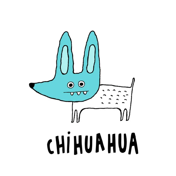 Cão Chihuahua bonito, ilustração vetorial desenhada à mão — Vetor de Stock