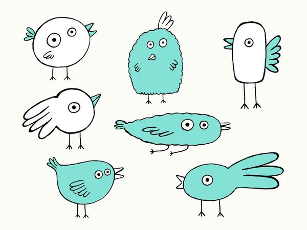 Birds set, ručně kreslenou vektorové ilustrace — Stockový vektor