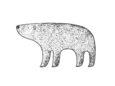 Elle çizilmiş kutup ayısı, mürekkep illüstrasyon vektör