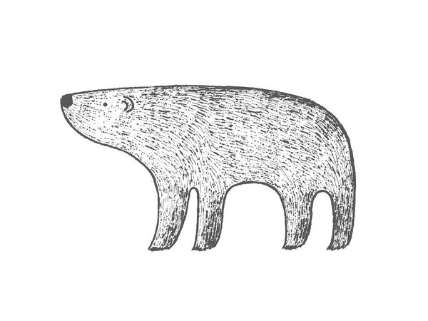Orso polare disegnato a mano, illustrazione vettoriale dell'inchiostro — Vettoriale Stock