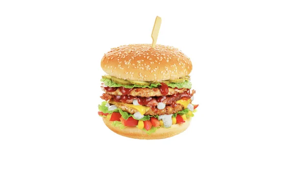 Frische Leckere Burger Isoliert Auf Weißem Hintergrund — Stockfoto