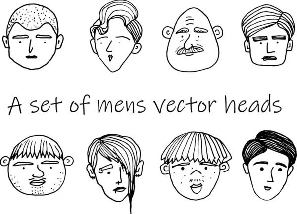 Ręcznie rysowane doodle twarze ludzi różnych stylów i narodowości — Wektor stockowy