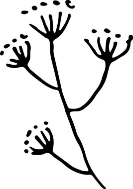 El yapımı yalıtılmış bitki. Basit mürekkep vektör resimleme silueti.