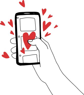 Elleri akıllı telefonu tutuyor ve haber kaynaklarının sevdiği gibi kaydırıyor. Akılsızca kaydır, uygulamalara tıkla, sosyal medya bağımlılığı kavramı.