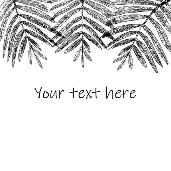 Handgetekende geïsoleerde botanische achtergrond frame. Overzicht eenvoudige vector illustratie met tropische bladeren — Stockvector