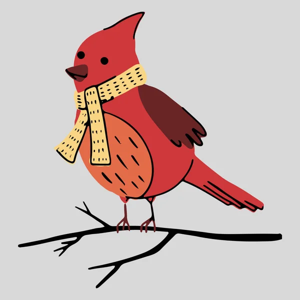 PrintChristmas lindo personaje de invierno. Ilustración vectorial de aves cardinales rojas. Perfecto para tarjetas de Navidad, carteles, impresión, papel de envolver y decoración de recuerdos — Archivo Imágenes Vectoriales