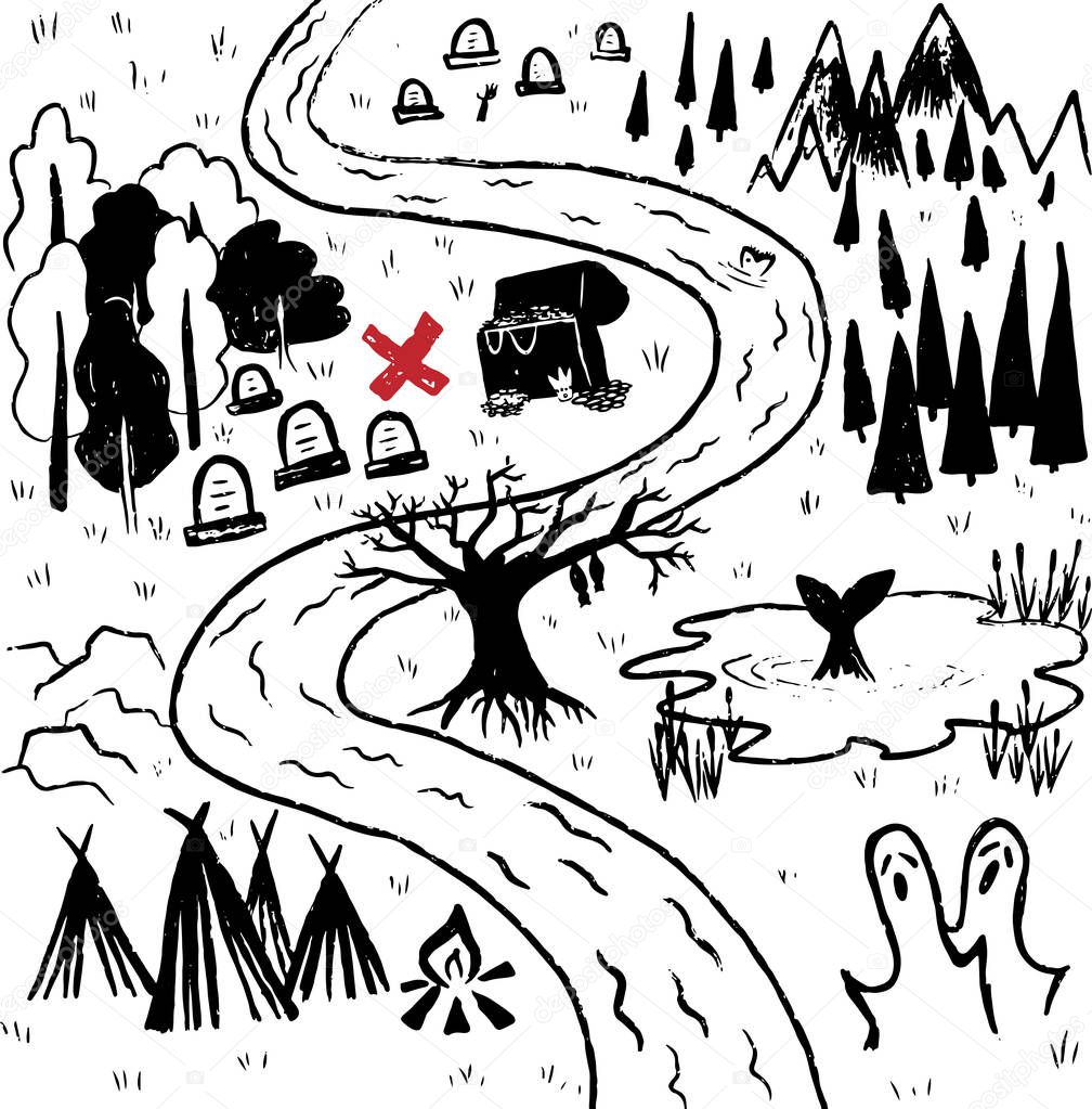 Illustration Of Creative Treasure Map Simple Design Premium Vector In Adobe Illustrator Ai Ai Format Encapsulated Postscript Eps Eps Format