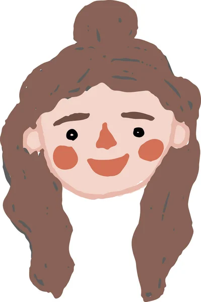 Векторная голова молодой женщины с длинными волосами — стоковый вектор