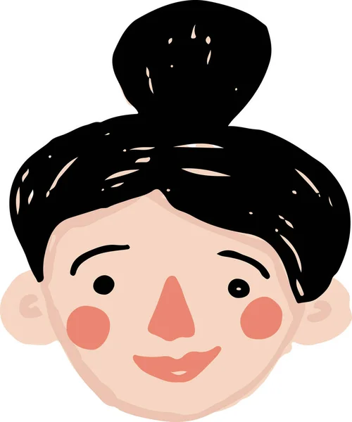 Mano dibujado simple vector joven mujer cabeza — Vector de stock