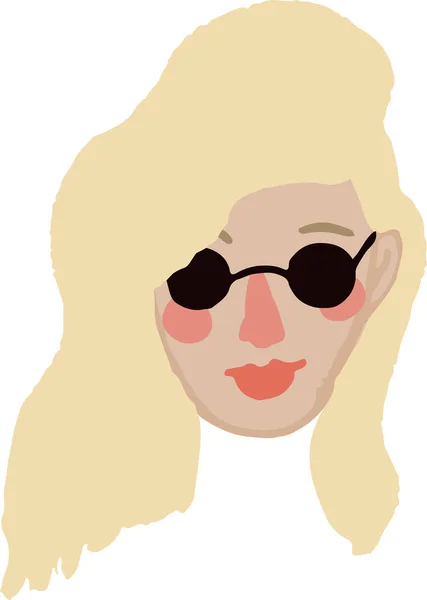 Hand drawn simple vector young woman head with blonde hair — Stock Vector