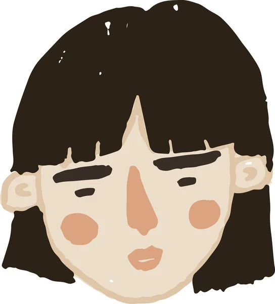 Mano dibujado simple vector asiático joven womanhead — Vector de stock