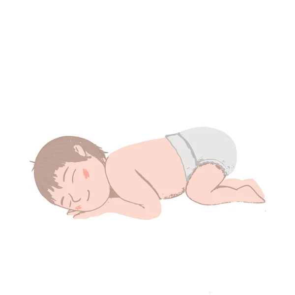 Hand Dras Bedårande Baby Colotful Silhuett Stiliserad Illustration Söt Enkel — Stock vektor