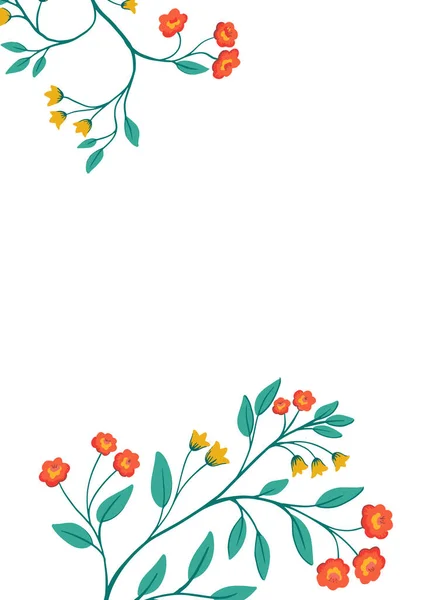 Dibujado Mano Botánico Aislado Marco Ilustración Floral Suave Para Tarjeta — Archivo Imágenes Vectoriales