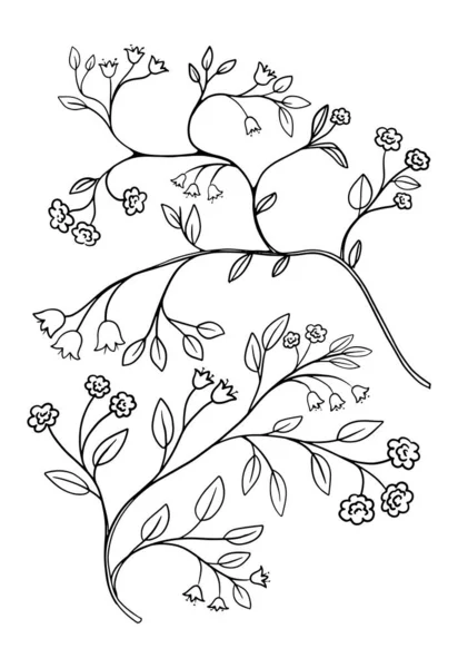 Ручной Рисунок Плоских Декоративных Цветов Векторные Растения Элементы Дизайна Веб — стоковый вектор