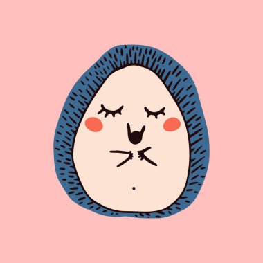 Uyuyan kirpi taşıyıcısı. Sevimli el çizimi çizgi film hayvanı. Tasarım için düz öge, kart, etiket, poster, ambalaj, kısa baskı veya bebek bezi için mükemmel.