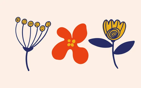 Renkli Yapraklar Bitkiler Çiçekler Çizilmiş Detaylı Botanik Çizimler Vektör Bitkileri — Stok Vektör