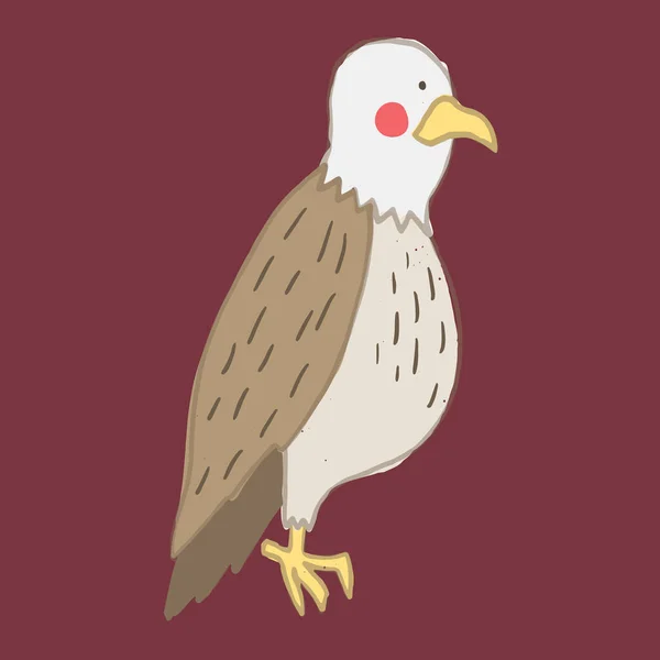 Águila Vectorial Lindo Animal Dibujos Animados Dibujado Mano Elemento Plano — Vector de stock