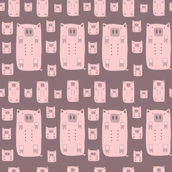 幾何学的なかわいい動物豚とシームレスなパターン 子供服 パターン ステッカー カード ファブリック テキスタイル Tシャツ 毛布に最適なベクトルコレクション — ストックベクタ