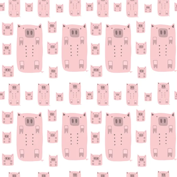 幾何学的なかわいい動物豚とシームレスなパターン 子供服 パターン ステッカー カード ファブリック テキスタイル Tシャツ 毛布に最適なベクトルコレクション — ストックベクタ