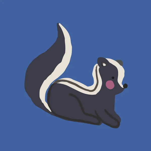 Vector Skunk Bonito Desenho Animado Desenhado Mão Animal Elemento Plano —  Vetores de Stock