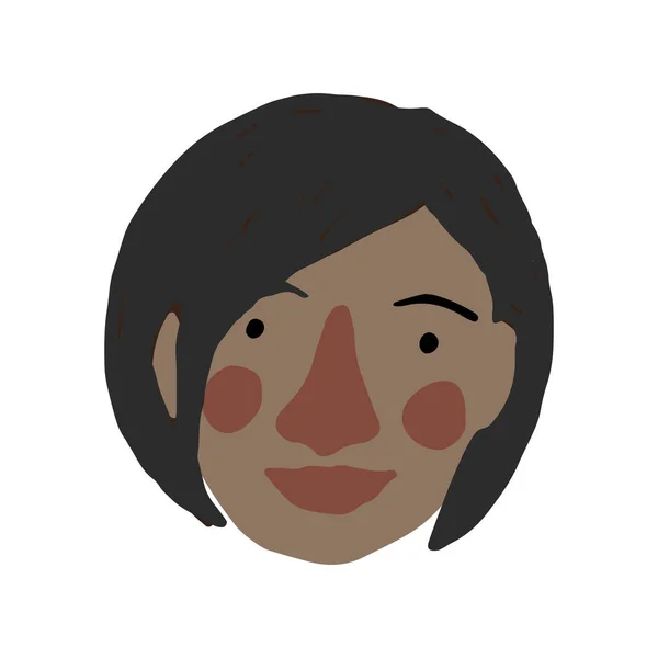 Vector Plano Dibujado Mano Cabeza Mujer Joven Retrato Dibujos Animados — Vector de stock