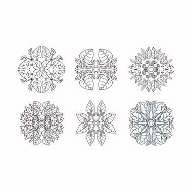 Spirograph Tasarım Element Vektör Kümesi, yaprak konsepti