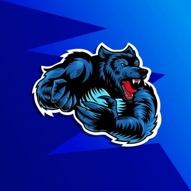 Kurt adam ya da maskotluk yapan kurt adam çizimi. 