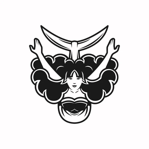 Русалка Запас Векторні Ілюстрації Татуювання Ескіз Логотипу — стокове фото