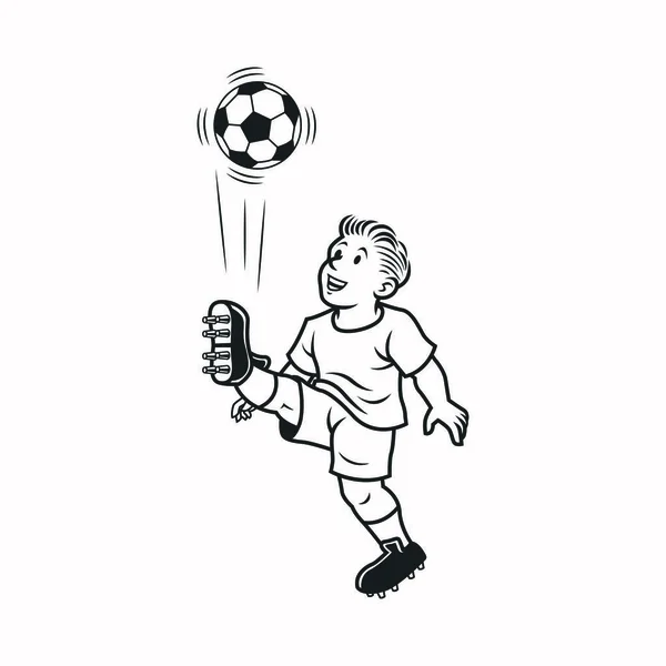 图例是一个角色的孩子在黑白分明地踢着球 理想的保健和机构信息 — 图库照片