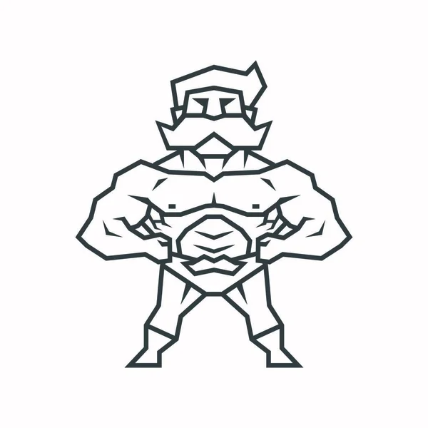 Herr Bodybuilder Mit Schnurrbart Logo Maskottchen Vektor — Stockvektor