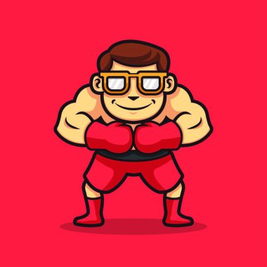 Bir İnek Adam Boks Vektörü Karakteri ResmiComment