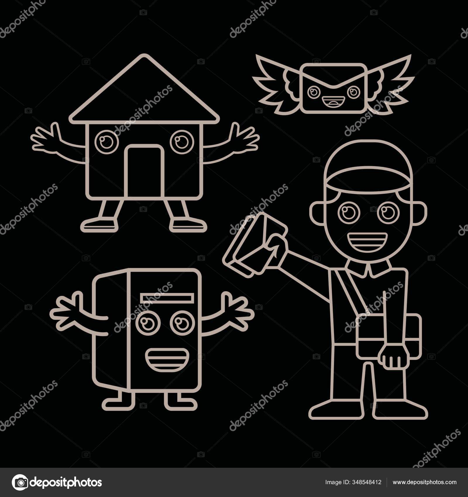 Carteiro Caixa Correio Correios Correio Com Asas Ilustração Vetor Preto —  Foto © irondah #348548412, image size:1600x1700