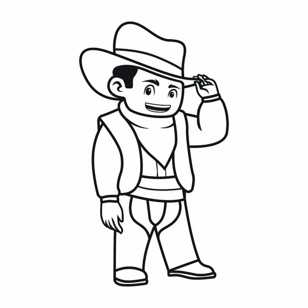 Einfache Malseite Von Cartoon Sheriff Oder Amerikanischem Cowboy Malbuch Design — Stockvektor